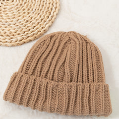 Solid Knitted Beanie Hat for Women