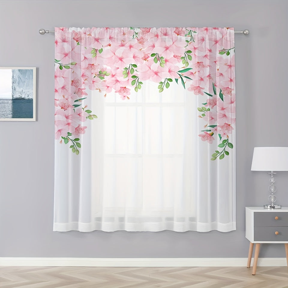 Chic Pink Flower Sheer Curtain: Refresh Your Space