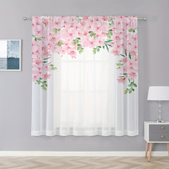 Chic Pink Flower Sheer Curtain: Refresh Your Space