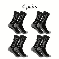 4 Pairs Non Slip Soccer Socks Breathable Crew Socks