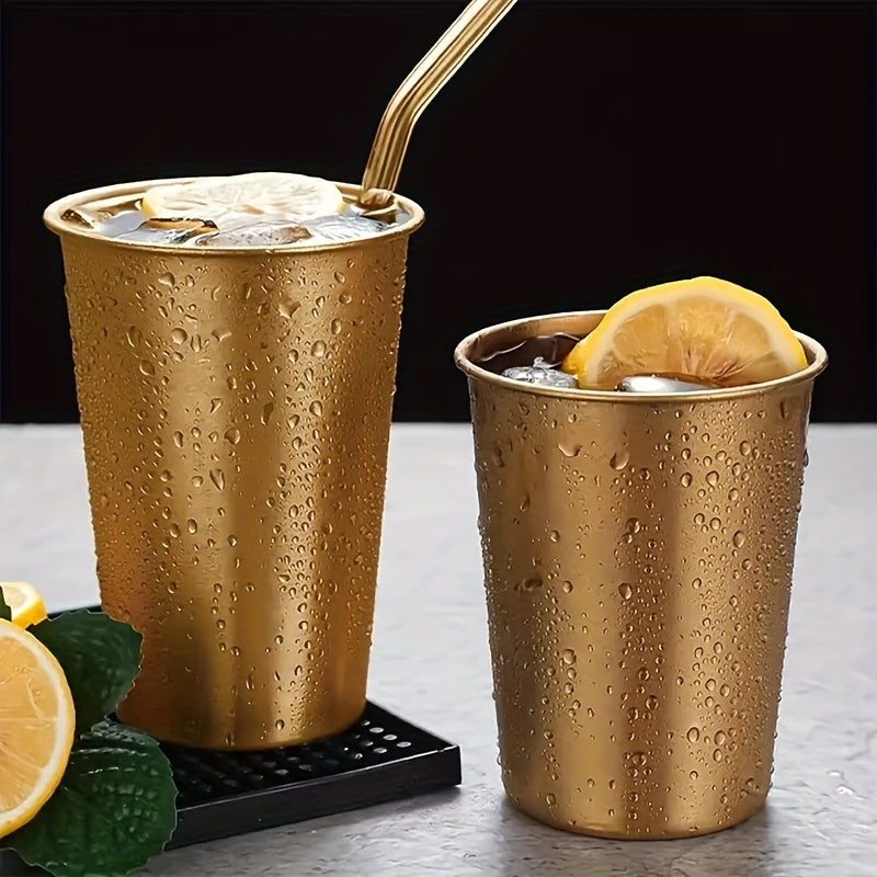 4pcs Golden Stainless Steel Insulated Mugs 16.9oz Camping Hiking Backpacking Pic