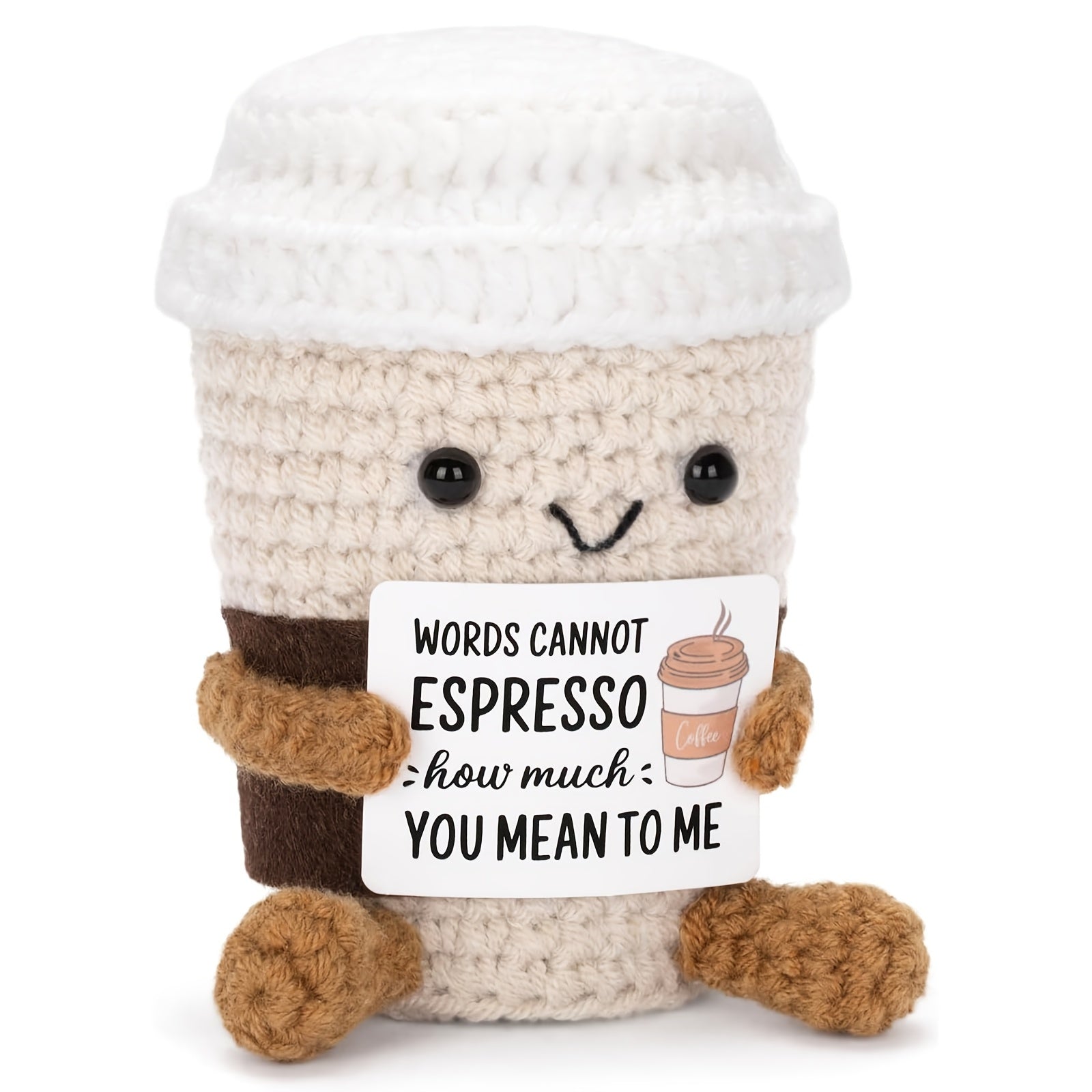 Funny Positive Gag Gift Fabric Tea Cup Craft Doll with Uplifting Quote