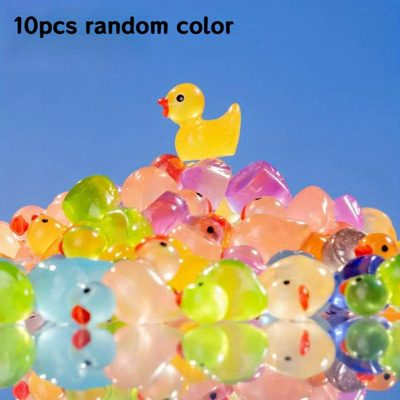 30 Mini Glow Dark Yellow Duck Toys DIY Decorative Ducks Garden Party Supplies