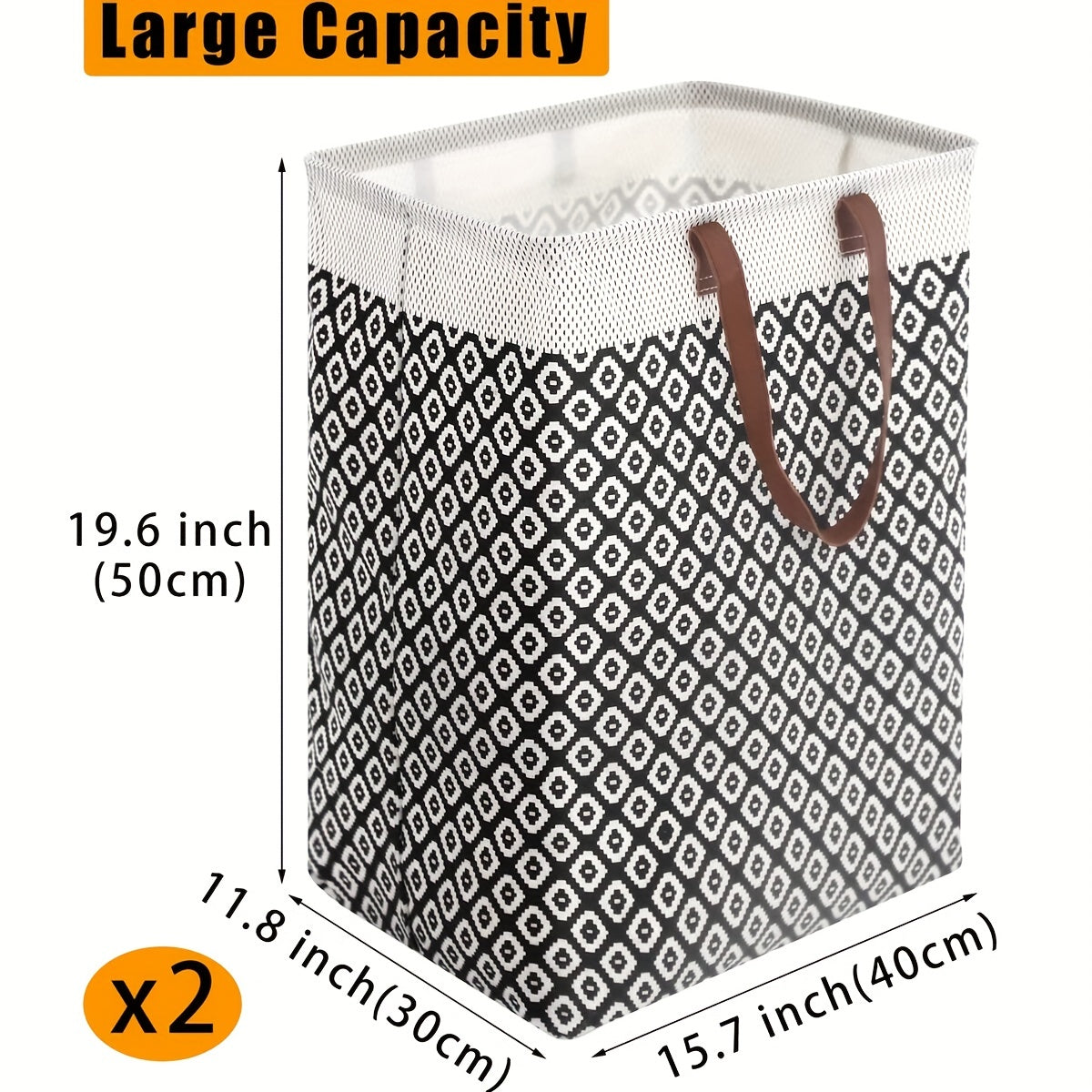 MAQIAO 2 Pcs Laundry Hamper 72L Collapsible Large Square Laundry Basket