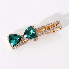 Bowknot Crystal Hair Clip Non slip Duck Billed Clip Female Side Clip