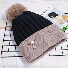 Striped Knit Beanie Hat Warm Chemo Cap for Women