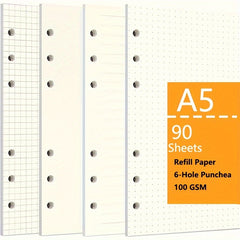 2 packs 45pcs A5 Planner Refill Paper Binder Paper Lined Journal 6 Hole