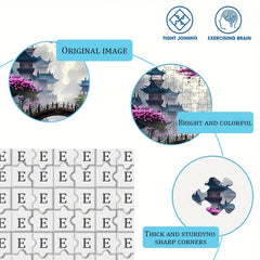 1000pcs Giant Puzzle Chinese Architecture & Cherry Blossoms 50x70