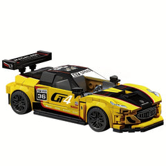 Yellow Racing Car Building Block Model Sports Supercar Ornament Toy Set