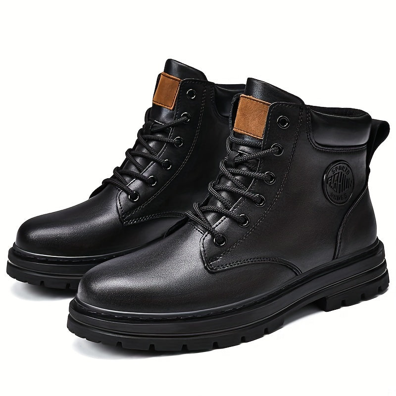 Men's Lace-Up Ankle Boots Padded Collar Casual Walking Shoes