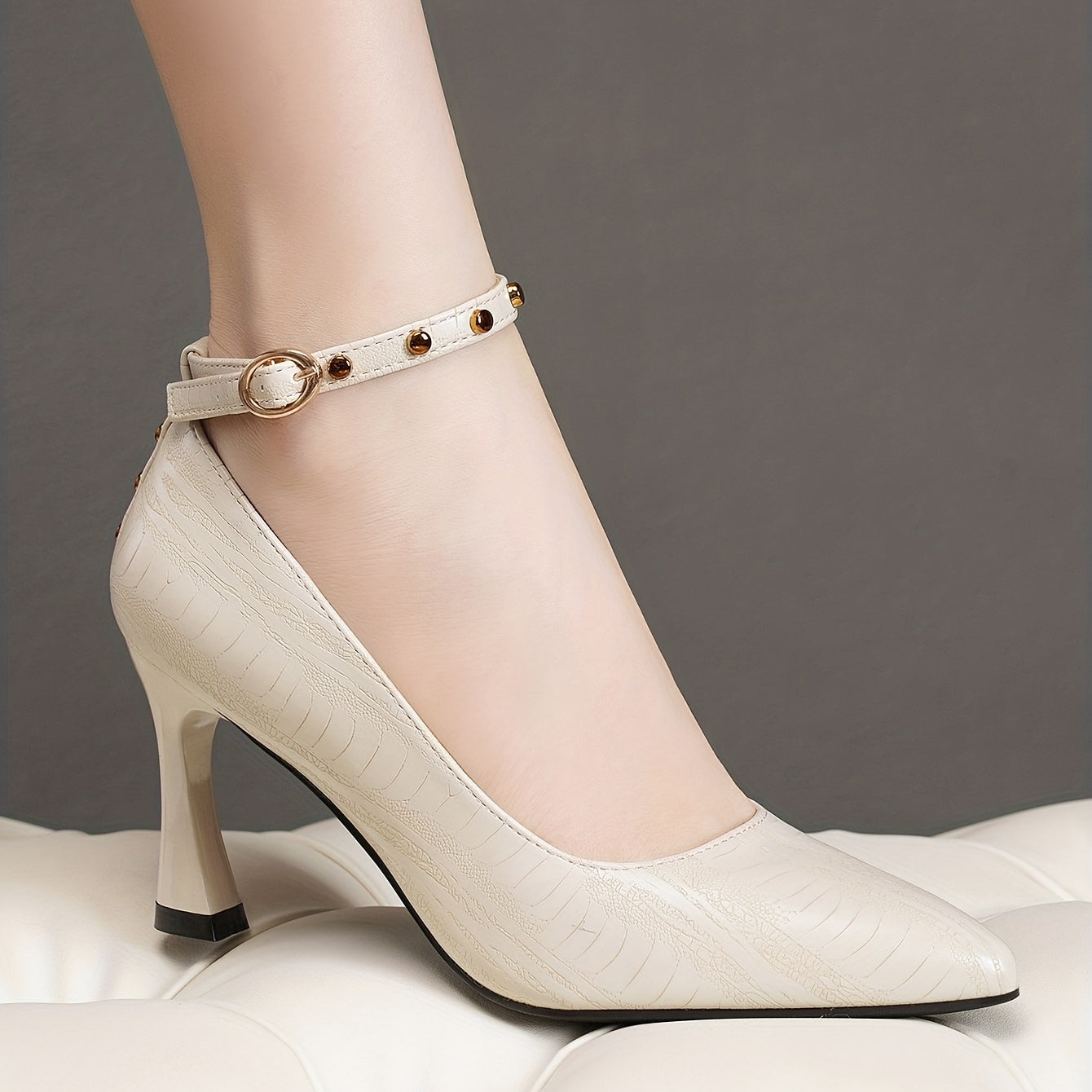 Women's Ankle Buckle Strap Pumps Pointed Toe Stiletto Heels Dress Shoes