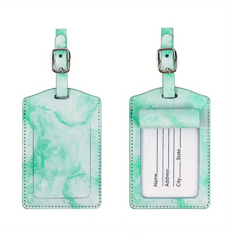 Marble Pattern Luggage Tag Lightweight PU Leather Travel Accessories
