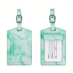 Marble Pattern Luggage Tag Lightweight PU Leather Travel Accessories
