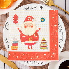 Christmas Printed Handkerchiefs Cartoon Party Paper Towels 20pcs
