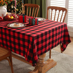 Red Christmas Plaid Tablecloth Waterproof Table Cover
