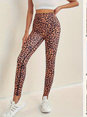 Leopard Print High Waist Workout Leggings For Women