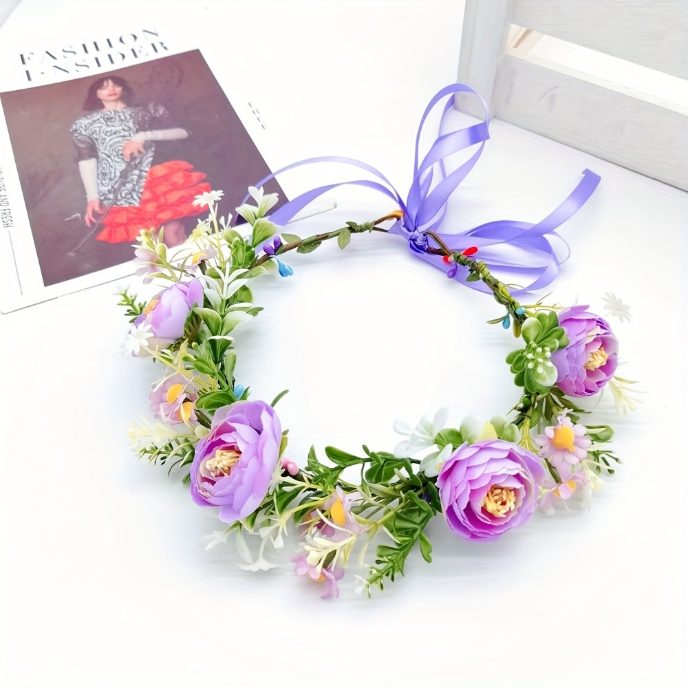 Bohemian Flower Crown Headpiece for Wedding Party