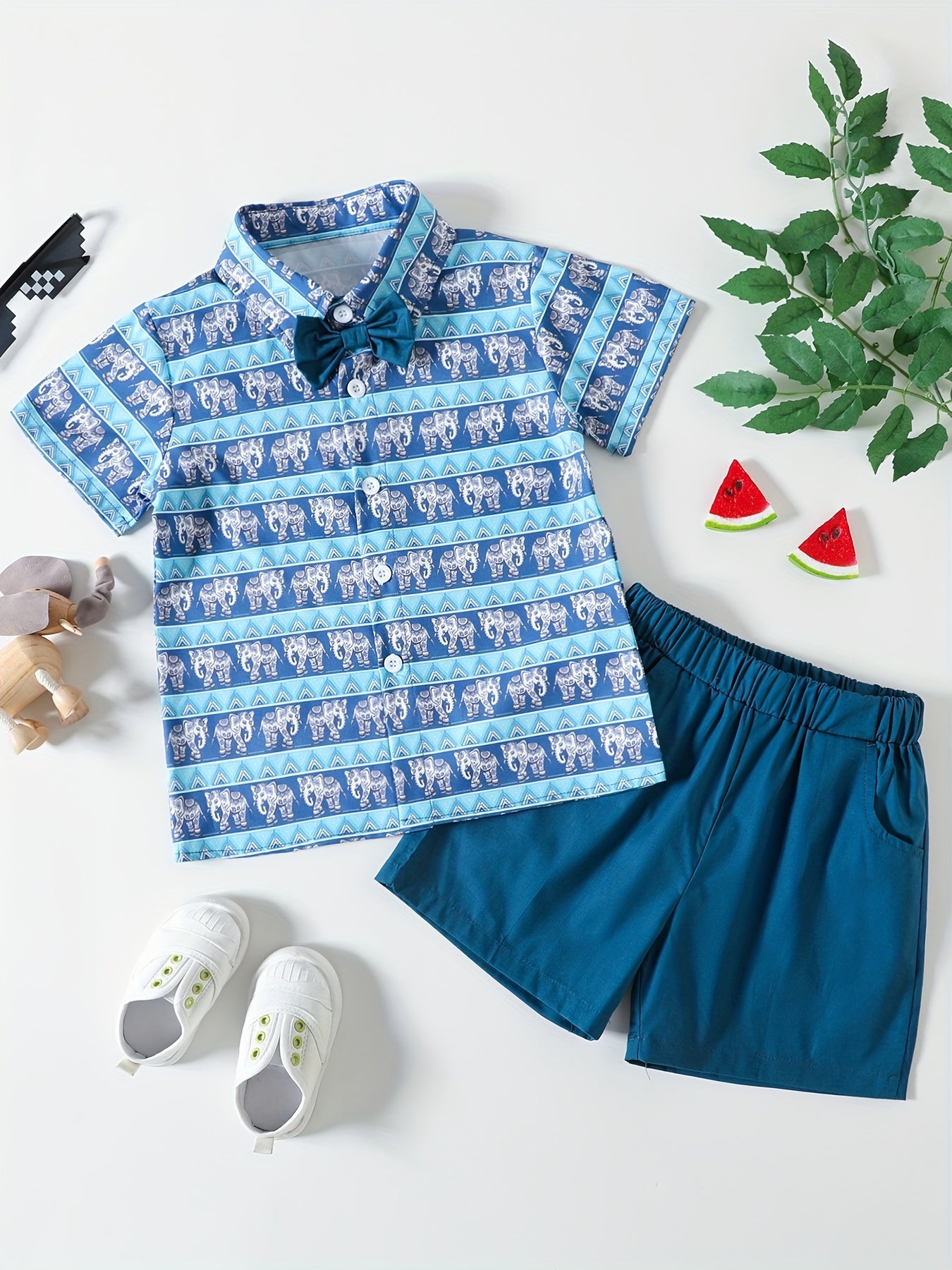 Baby Boys Elephant Graphic Shirt & Shorts Set