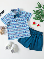 Baby Boys Elephant Graphic Shirt & Shorts Set