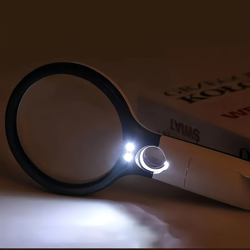 3 LED Light 45X Magnifying Glass Pocket Microscope Jewelry Loupe Handheld