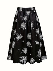 Halloween Spider Web Print Maxi Skirt