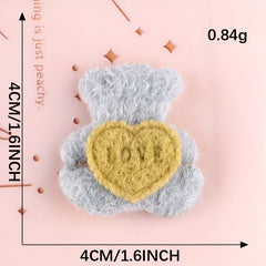 4pcs Plush Love Bear Patches For Girls Clothing DIY