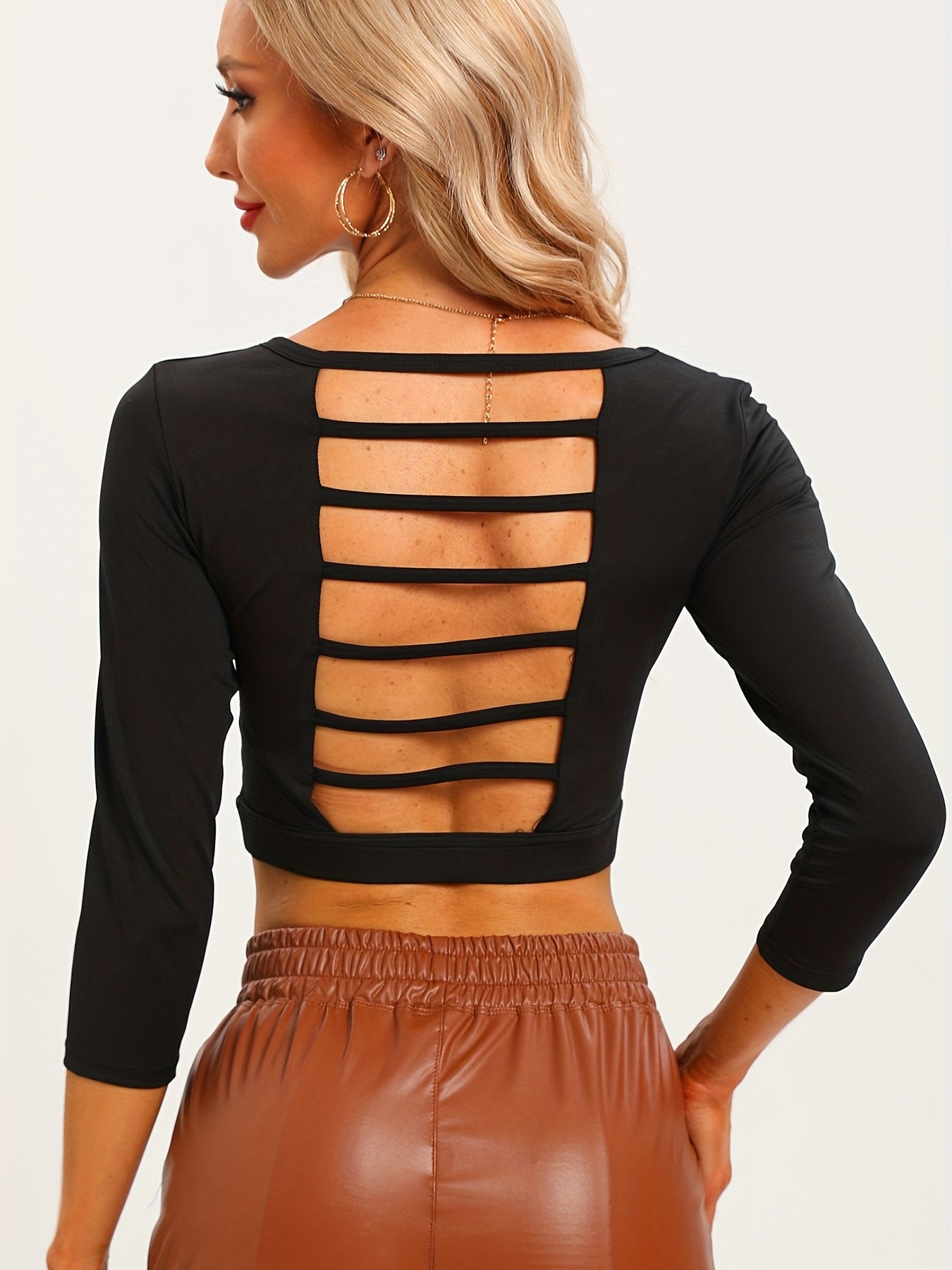 Women's Lightweight Cropped Active Backless Tee