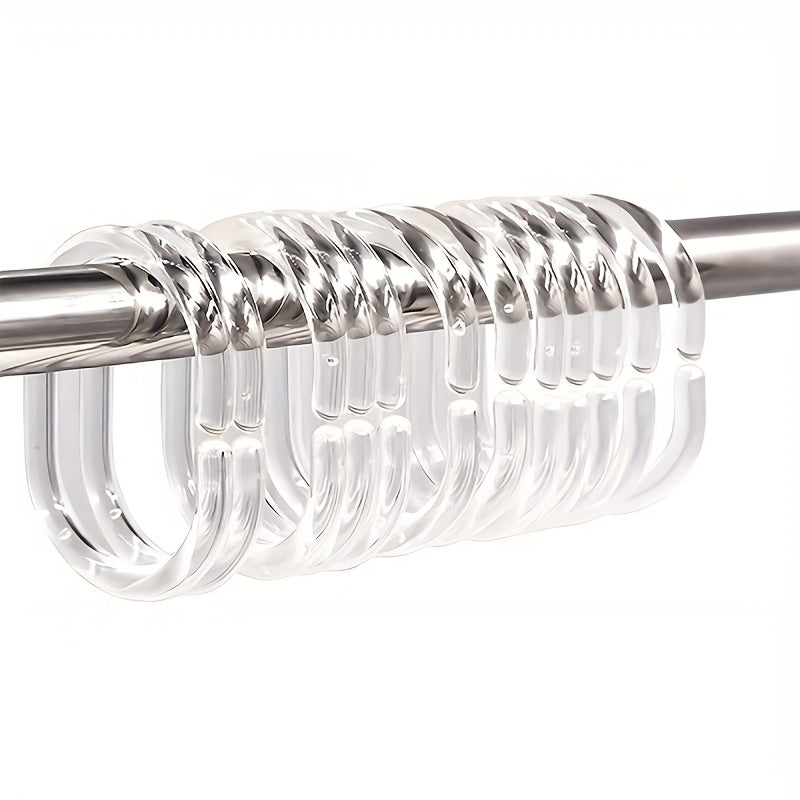 12pcs Transparent Bath Rings for Shower Curtain Rod Hanging