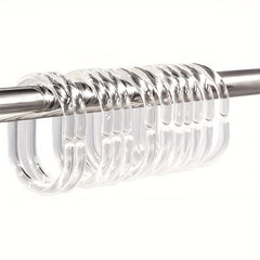 12pcs Transparent Bath Rings for Shower Curtain Rod Hanging
