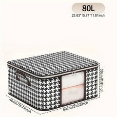 Houndstooth Wardrobe Quilt Organizer Double Zipper Clothes Storage Box