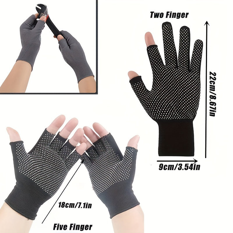 Durable Fingerless Fishing Gloves - 2 Pairs