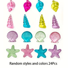 Assorted Acrylic Seashells for Beach Party Decor - 24pcs