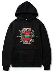 Japanese Sword Print Men's Hooded Sweatshirt for Autumn Winter