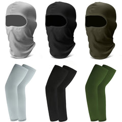3pcs Balaclava Full Face Mask & 3pairs Arm Sleeves For Men Women