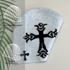 Gothic Cross Jacquard Unisex Beanie Soft Knit Hat