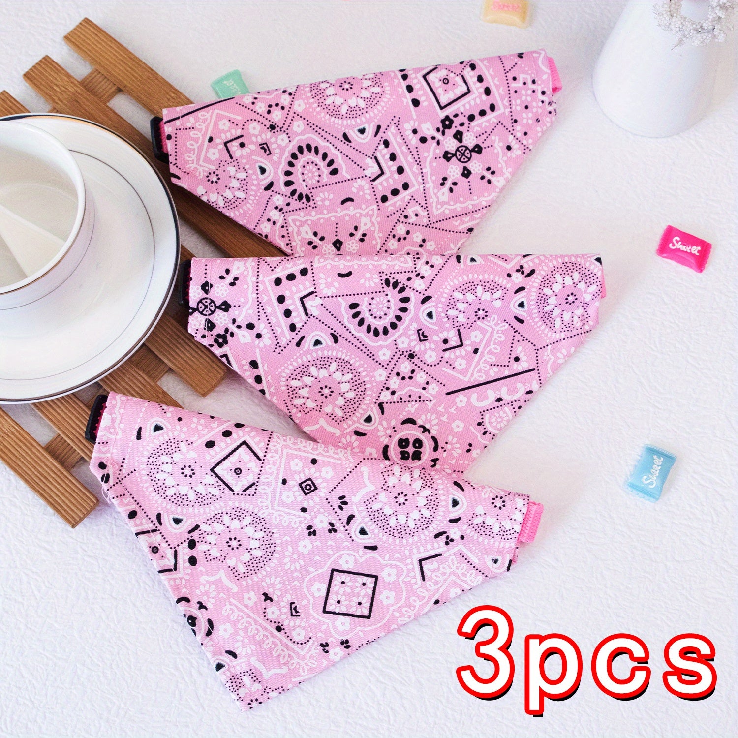 Floral Print Bandana for Small Pets Under 15lbs