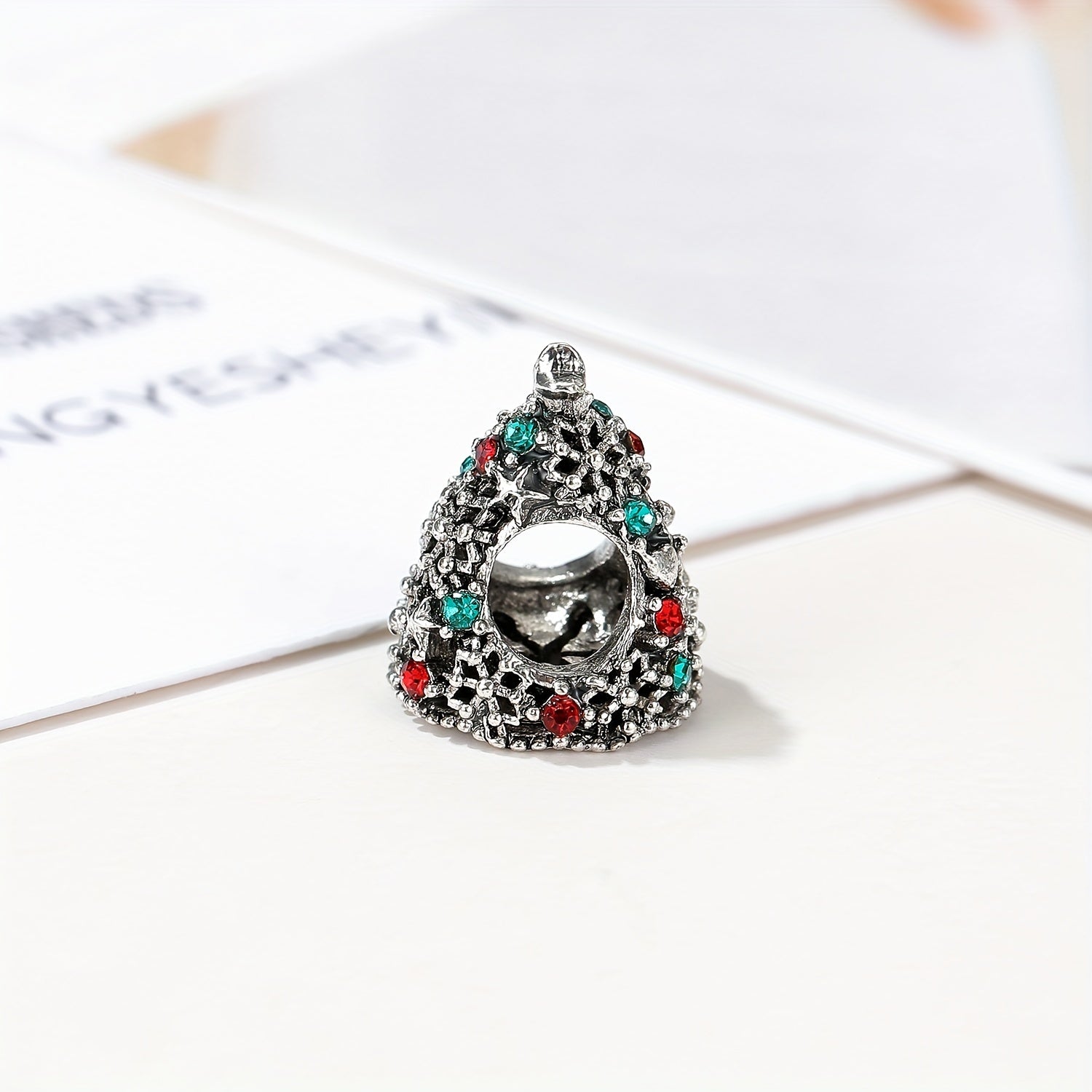 Vintage Christmas Tree Inlaid Rhinestone Charm for DIY Bracelets Necklaces