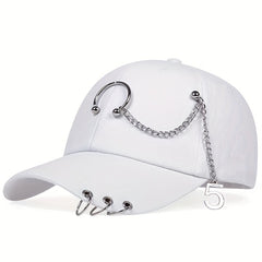 Metal Chain Iron Ring Baseball Cap Outdoor Sunshade Sunscreen Peaked Cap