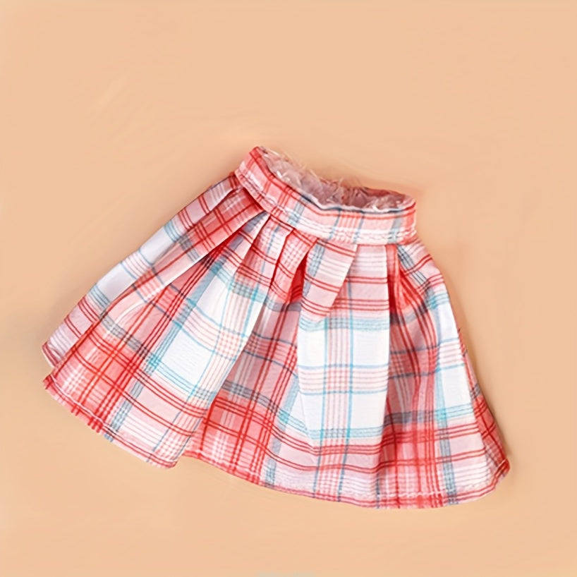 1pc Plaid Pleated Skirt Student Uniform Short Skirts Doll Clothes For 1 6 Doll
