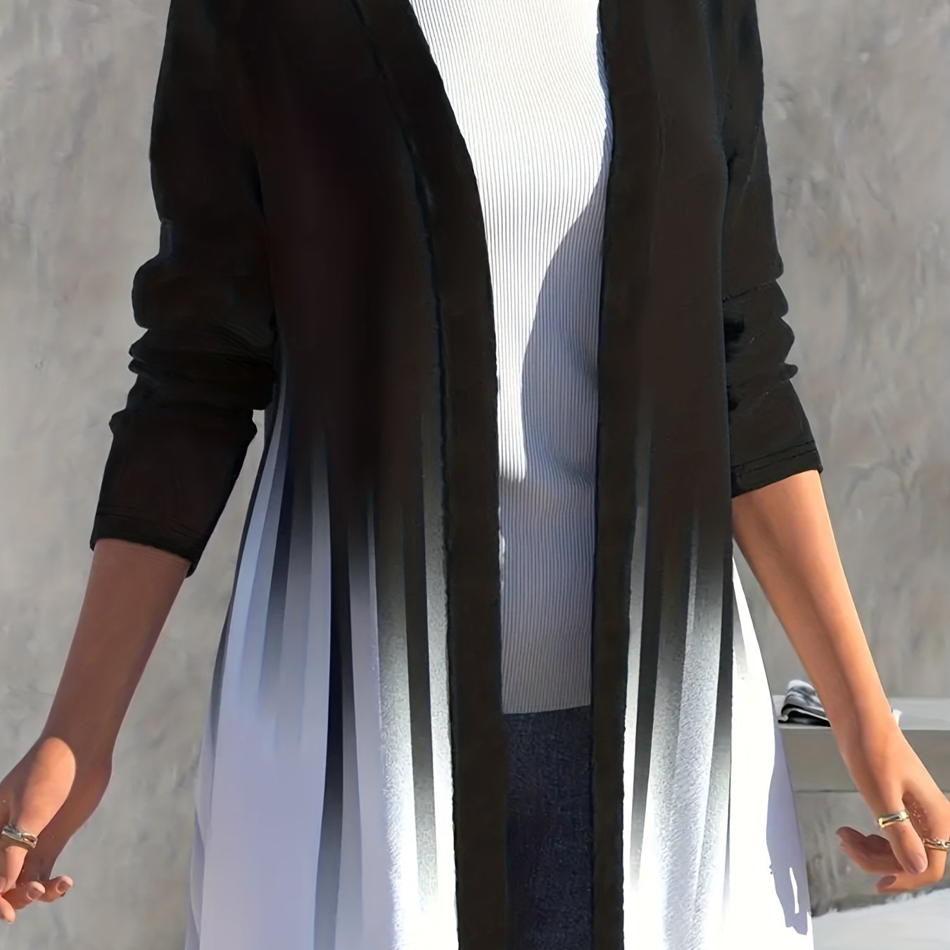 Women's Plus Ombre Long Sleeve Open Front Cardigan