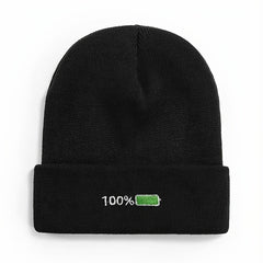 Embroidered Knitted Beanie Hat for Winter Outdoor Activities