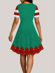 Plus Size Christmas Casual Dress Women's Plus Graphic Print Dress