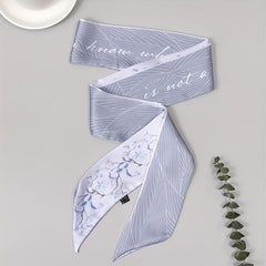 Flower Printed Neckerchief Skinny Scarf Headband Hair Tie