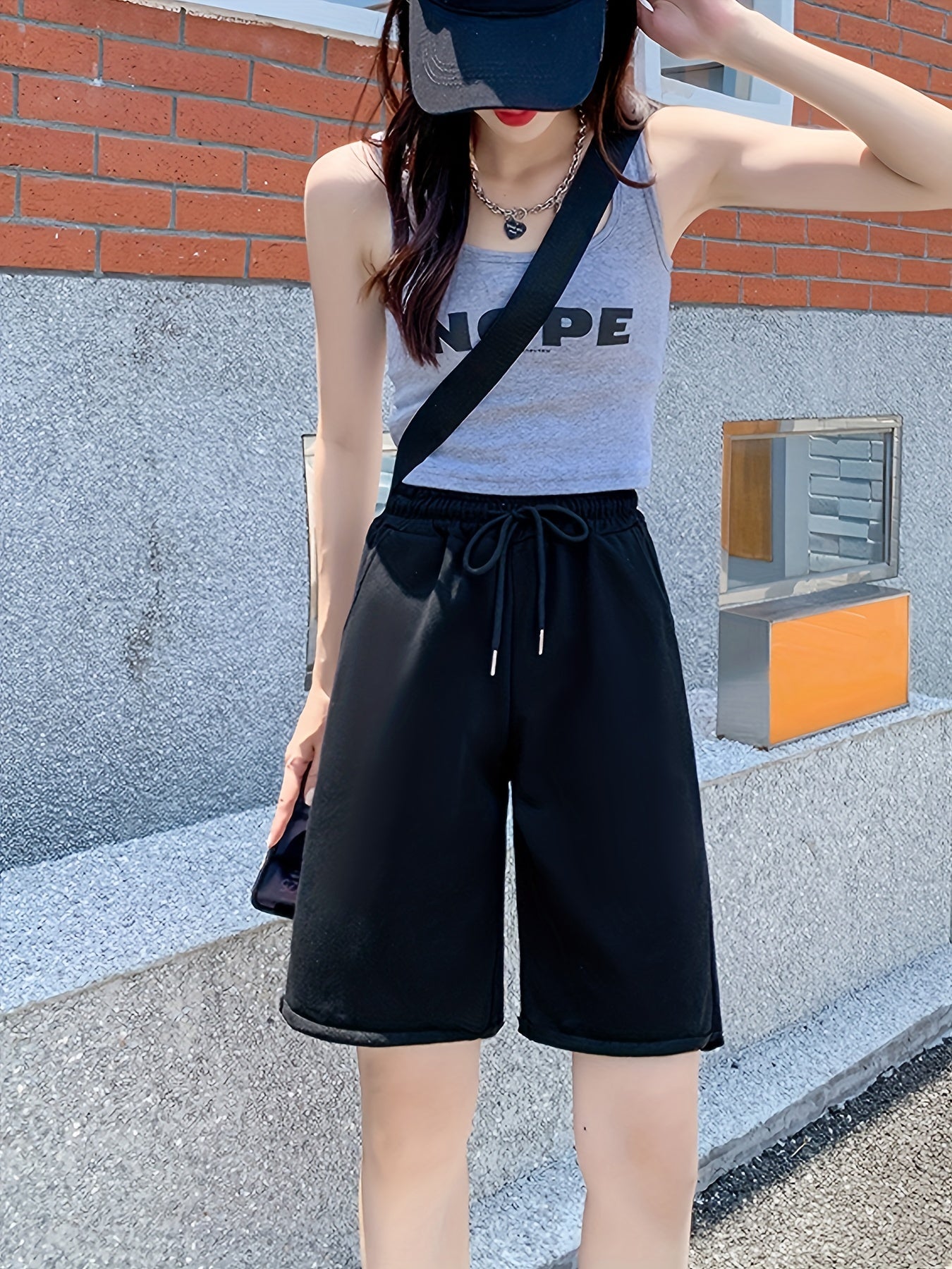 High Waist Drawstring Workout Shorts for Women