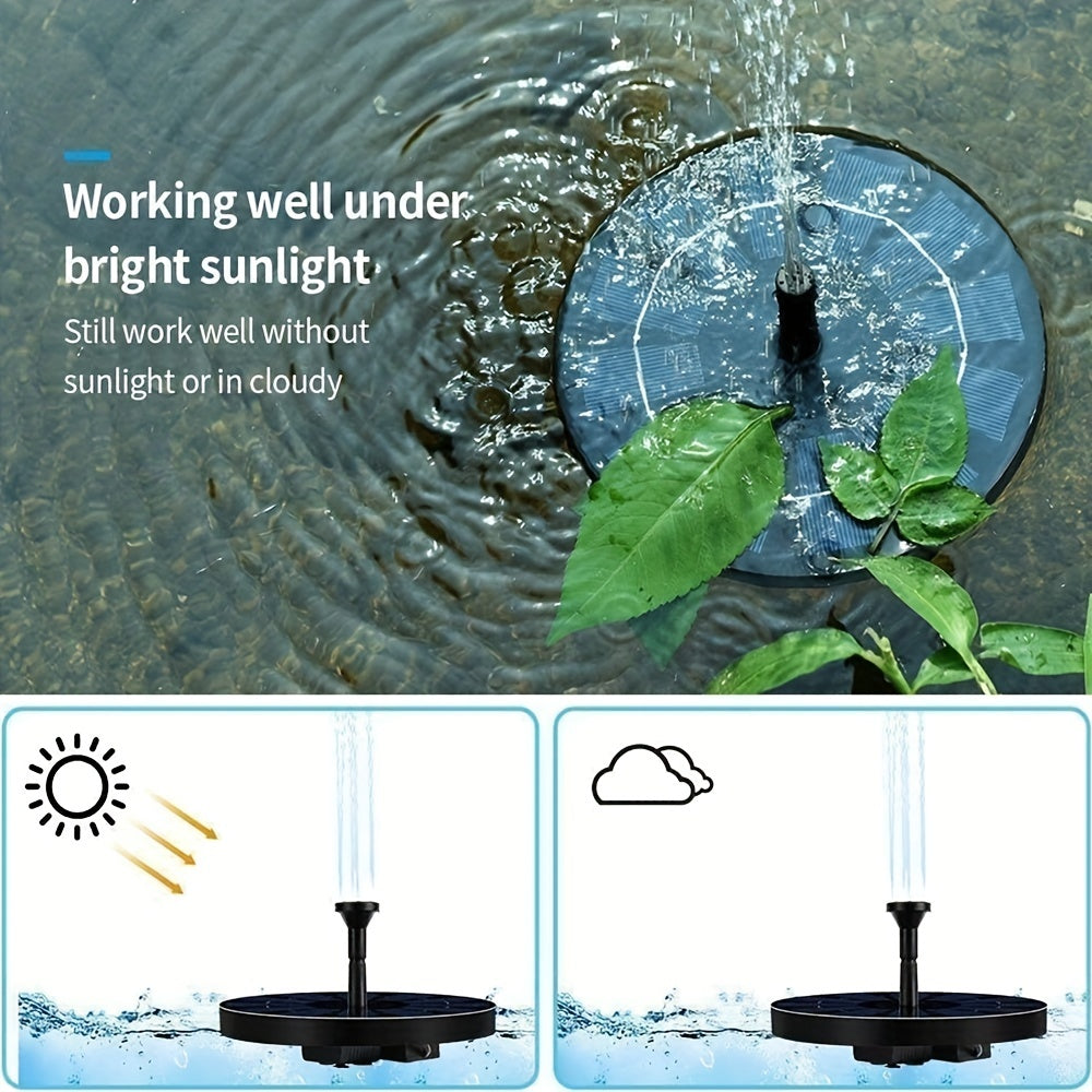Solar Pond Fountain Bird Bath Pump w/ 6 Nozzles, 1.4W Panel Kit