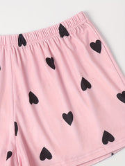 Heart Print Fluffy Loungewear Shorts