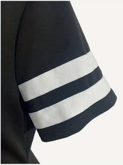Stripe Print Short Sleeve V Neck Casual Dress