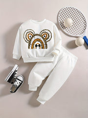 Rainbow Mouse Graphic Sweatshirt Pants Set for Baby Girls Boys
