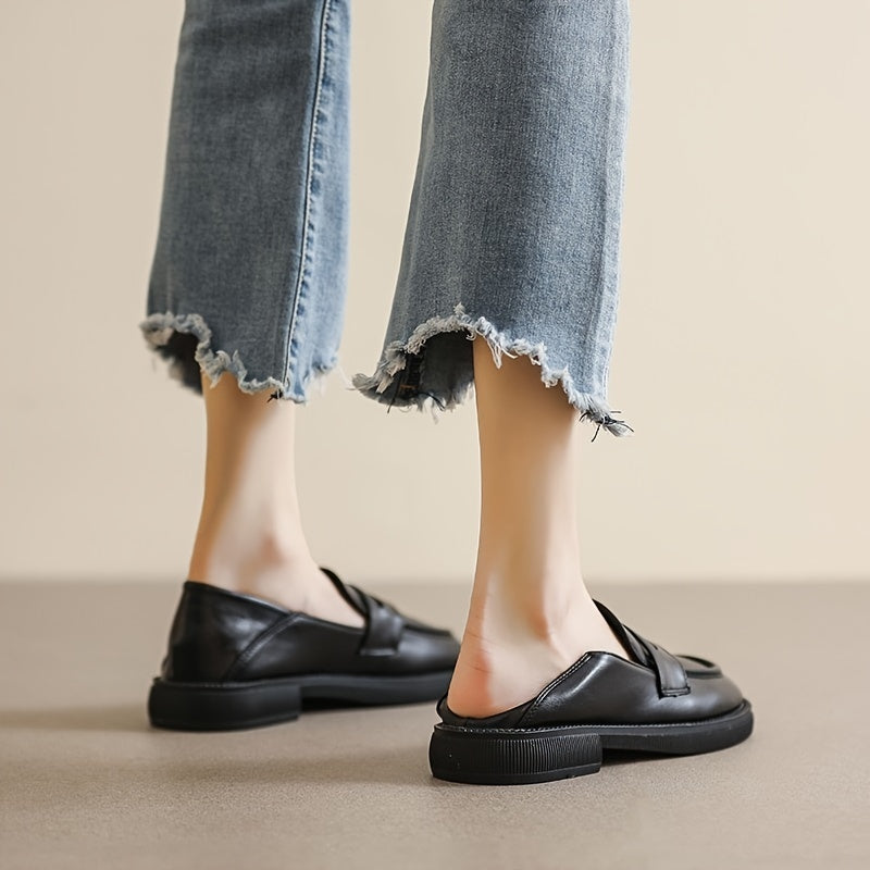 Women's Low Heel Loafers Anti slip Chunky Slip On Shoes