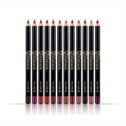 12 Colors Matte Lip Liner Pencil Set Waterproof Long Lasting Velvet Lip Liners